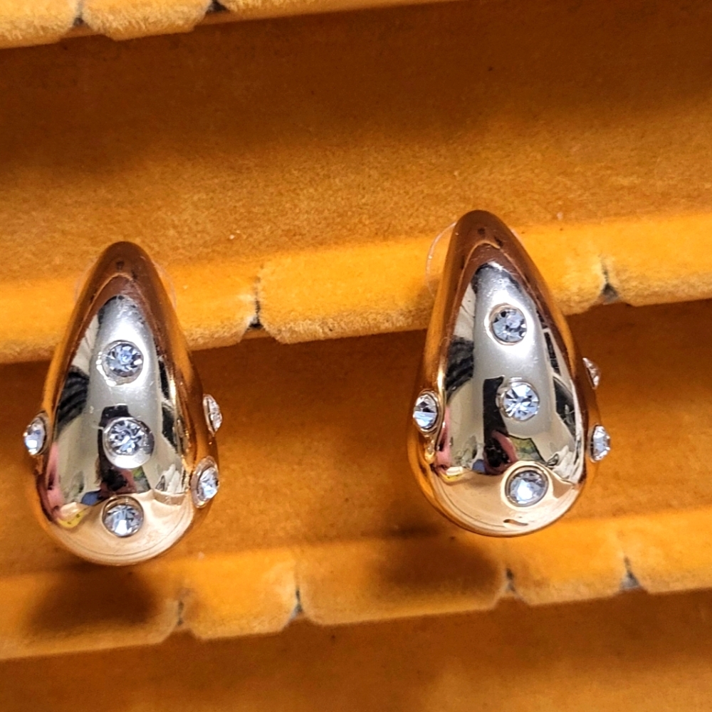 Elegant Gold and Silver Teardrop Earrings